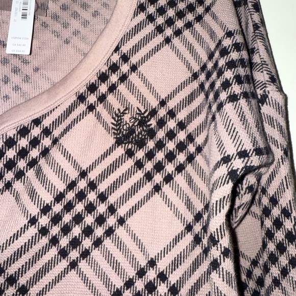 PINK Victoria's Secret Plaid Button-Up Top in Brown and Black - Picture 4 of 6